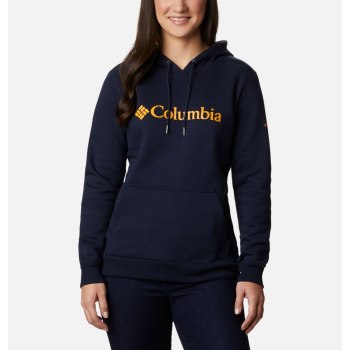 Columbia Logo, Sudaderas Con Capucha Azul Marino Para Mujer | 495172-EFN